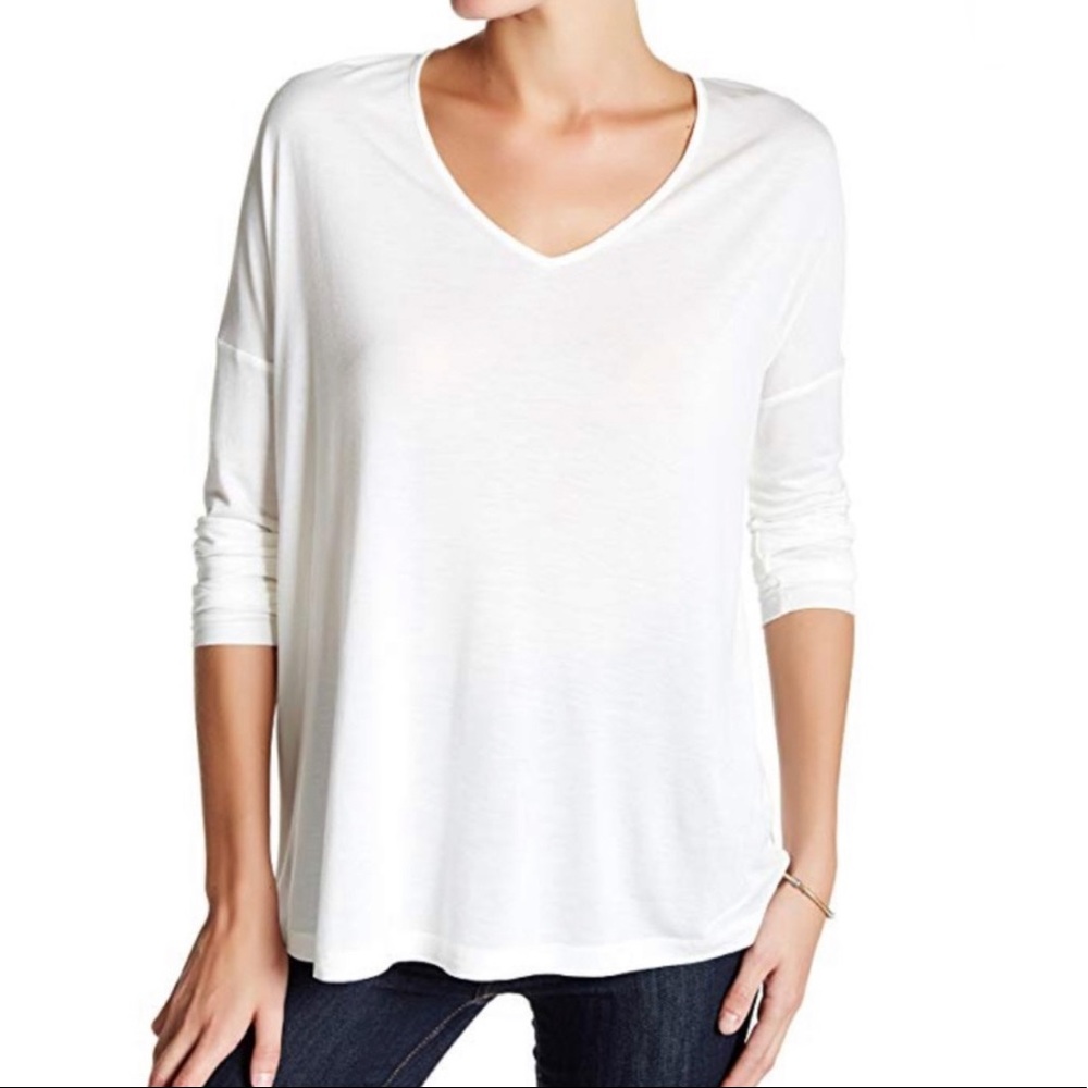 Haute Hippie Off-White V-Neck Dolman Sleeve Oversized Solid Relaxed Top Size S